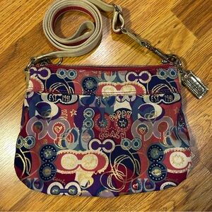Coach 2010s Poppy Pink and Blue Crossbody Bag